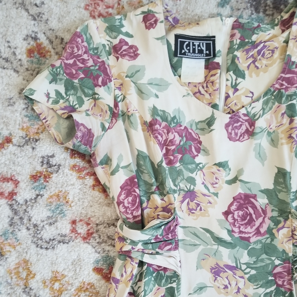 Vintage Floral Midi Dress